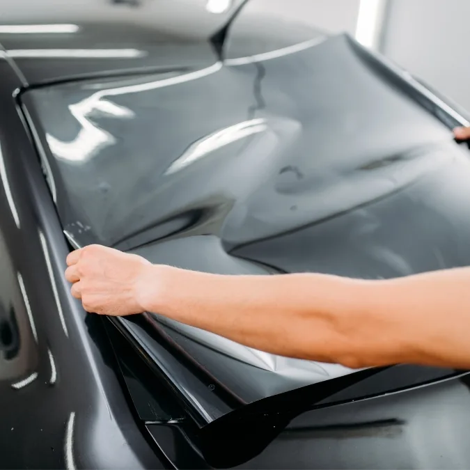 Tinted vehicle window detail
